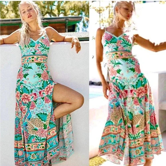 Spell Lotus 🦚 Peacock Slip Dress 🔮 - Picture 5 of 9